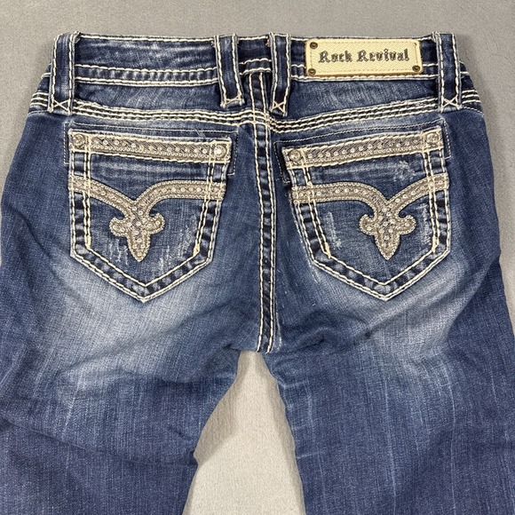 Rock Revival Denim - WOMENS 26/29Rock Revival SHERRY  BOOT Crystal Rhinestone THICK STITCH WHISKERING